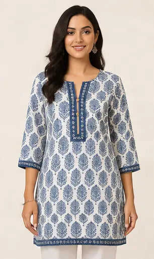 Lightweight Cotton Summer Kurti — Jaipur Block Print Daily Wear Retro Fashion