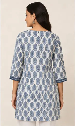 Lightweight Cotton Summer Kurti — Jaipur Block Print Daily Wear Retro Fashion